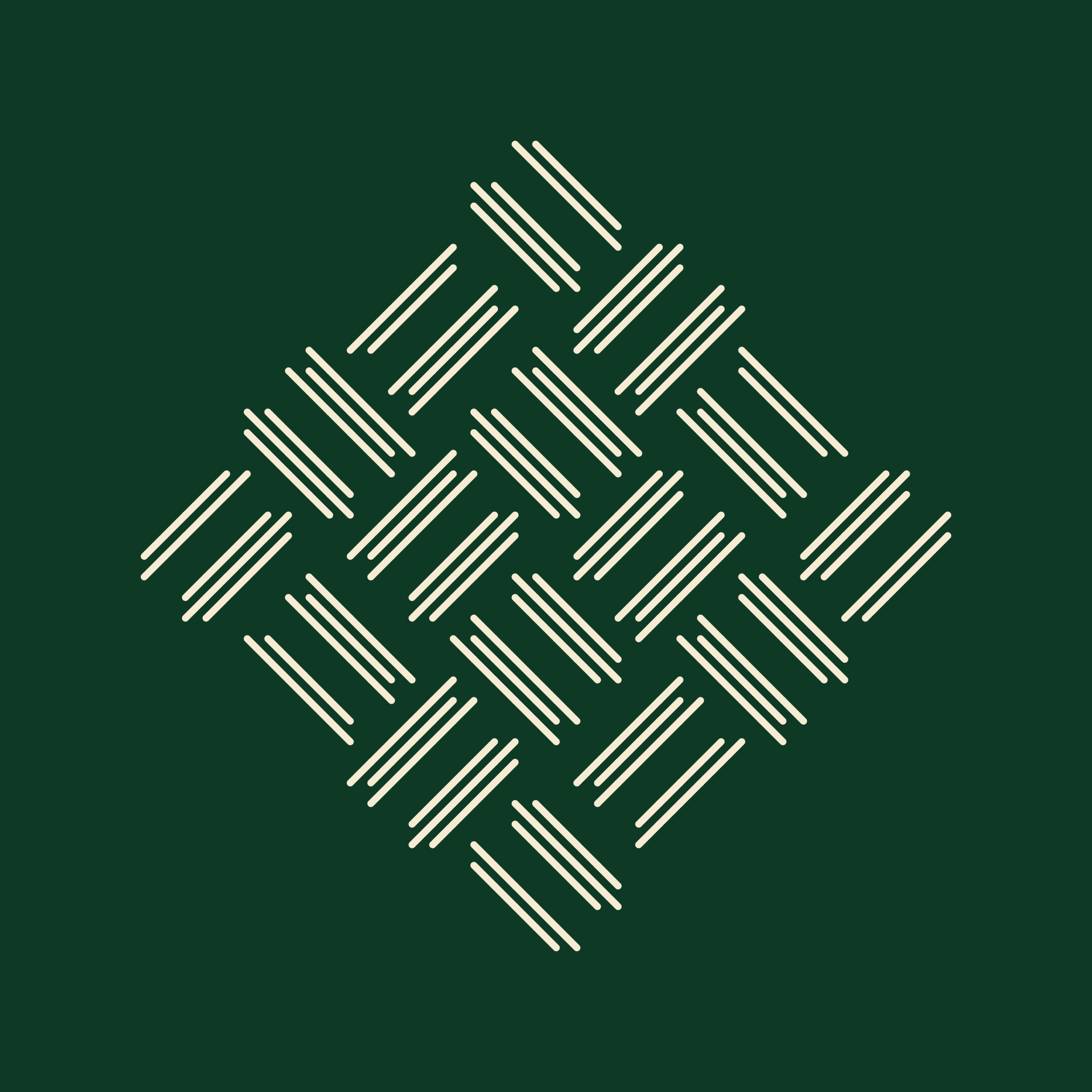 ThreadBind mark: The stitched lattice, on forest.